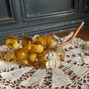 MCM Antique Vintage Amber Glass Grape Cluster